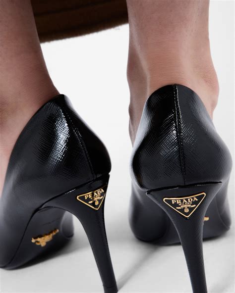 Black Patent Saffiano Leather Pumps 